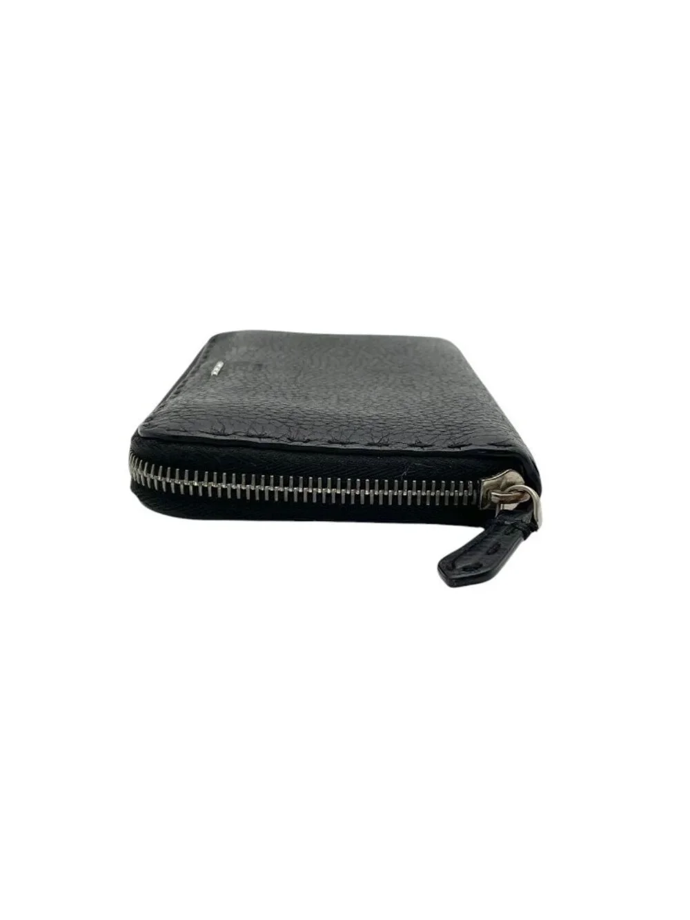 Fendi Wallet Selleria Zip Around Leather Marais the Black Silver Classic Simple